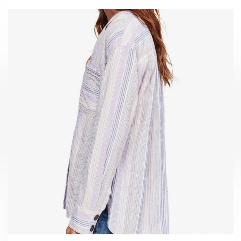 FREE PEOPLE PURPLE NIGHT LONG SLEEVE BLOUSE SHIRT TOP MULTI-COLORS SIZE …